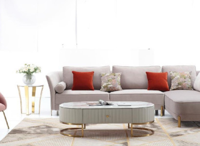 Living room Modern sofa Corner sofa L-shape Coffee table Corner sofa Upholstery 2-piece. Set new